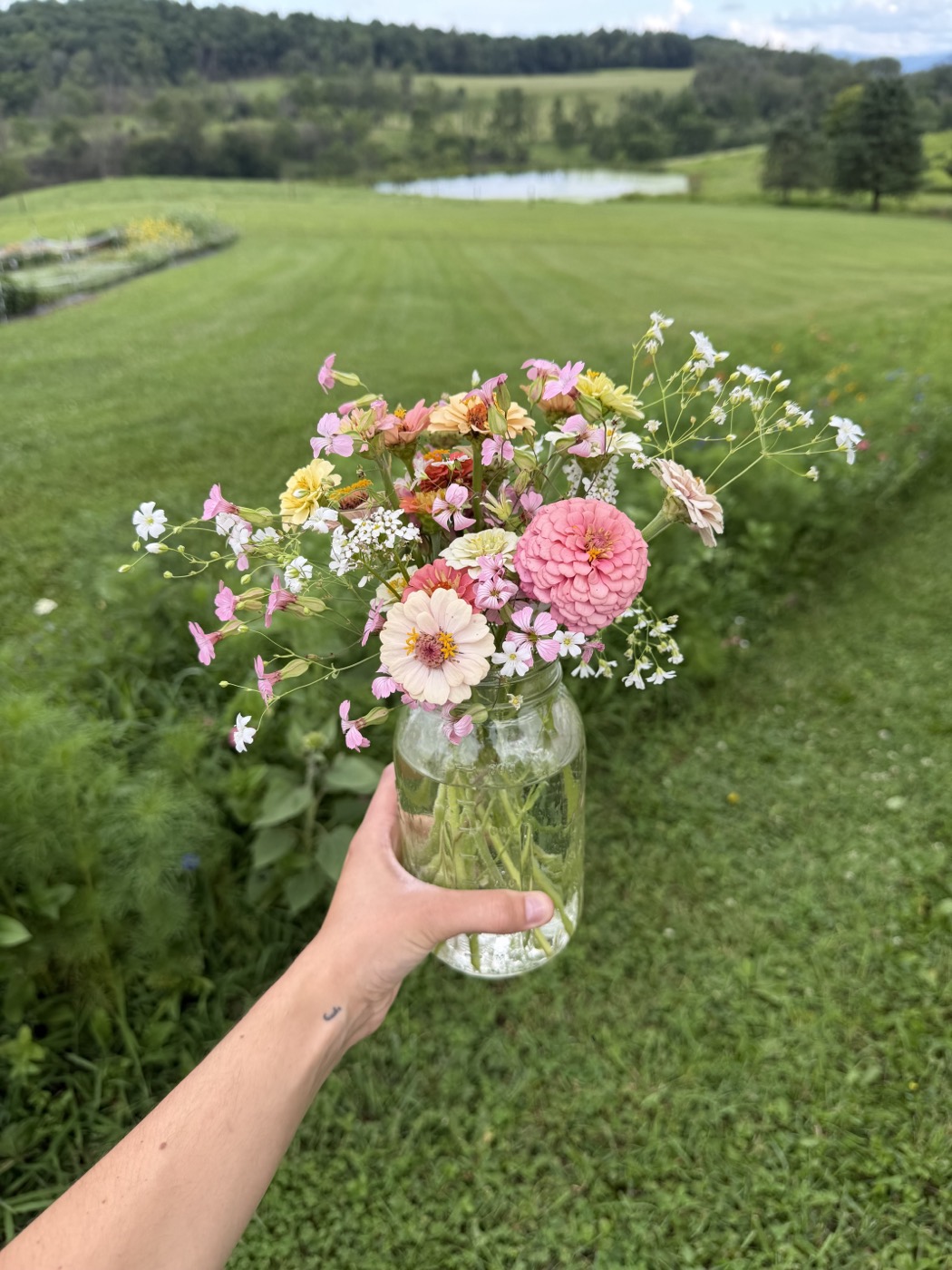 A fresh bouquet wrapped for pickup